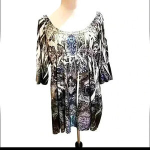 ONE WORLD Unity boho top LARGE T9017